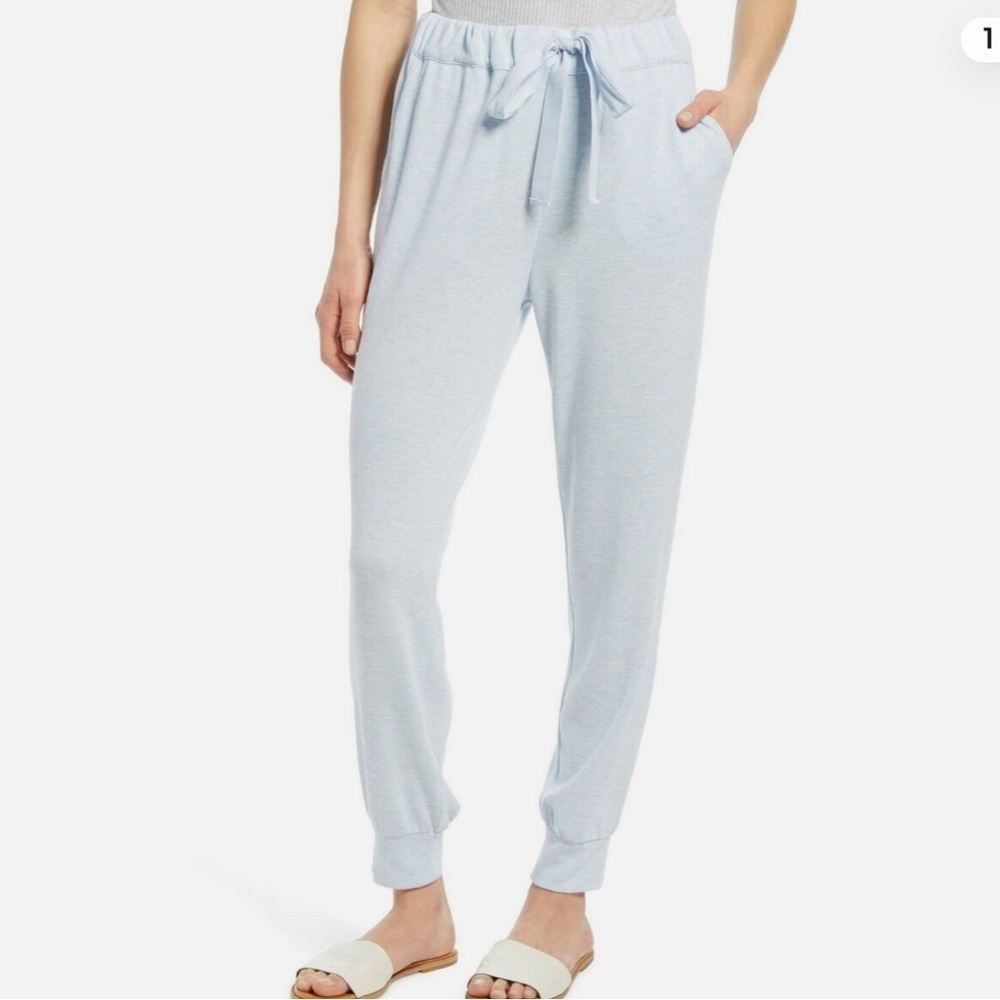 1 STATE Pants Womens Small Pale Blue Heather Cozy Knit Joggers Drawstring size S